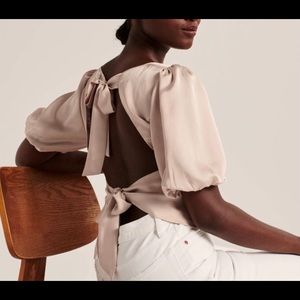 Abercrombie & Fitch Satin bow back blouse- size L